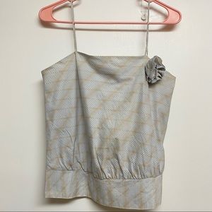 NWT Gap‎ blue brown flower pin cami top womens medium.